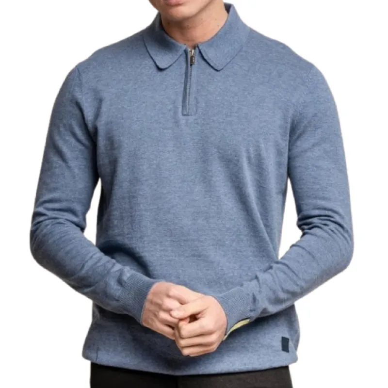 Falcao - Men's Polo Collar Quarter Zip Jumper sold by Tru Clothing