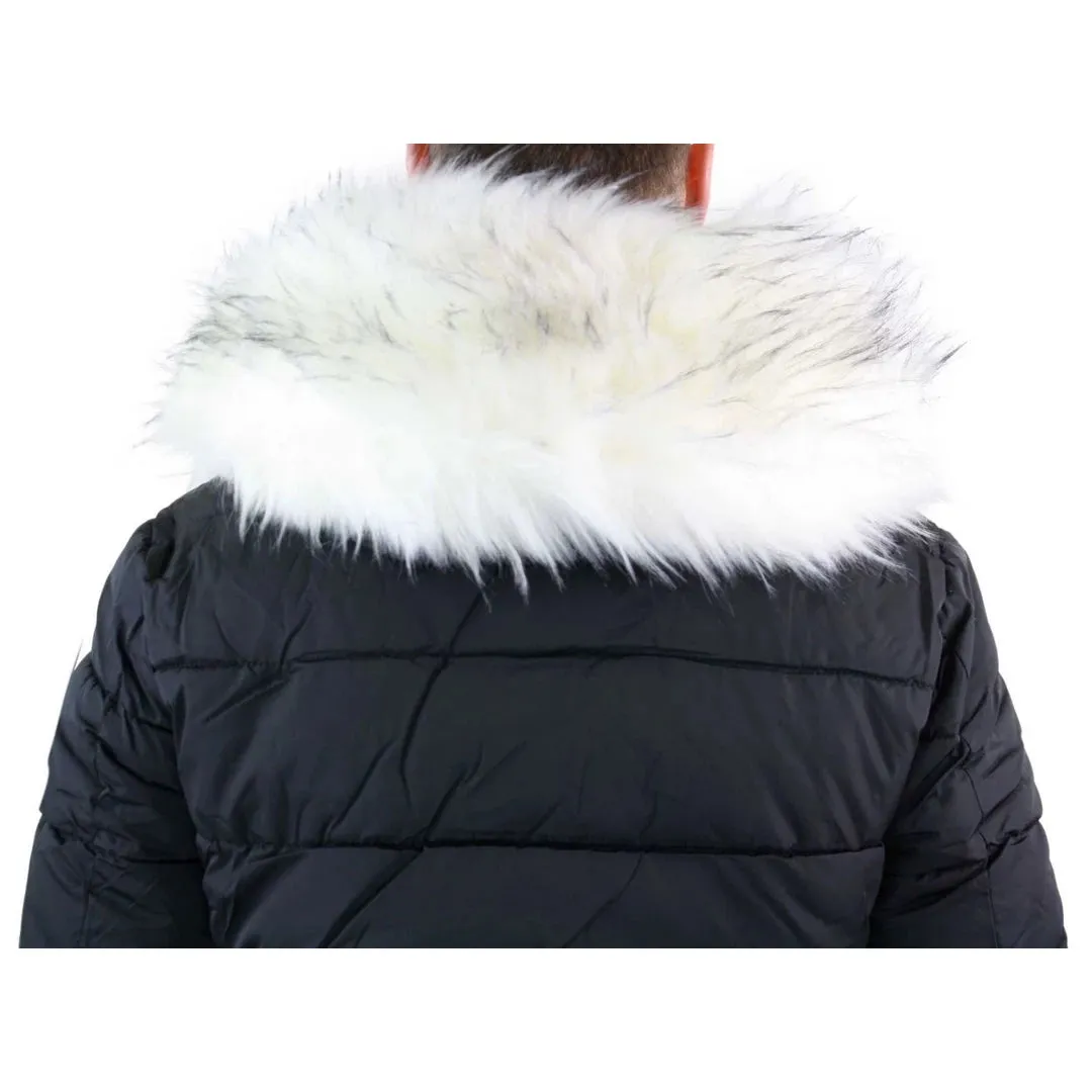 Men's Bomber Puffer Jacket Quilted Warm Winter Removable Fur Hood Pilot sold by Tru Clothing product image thumbnail 5
