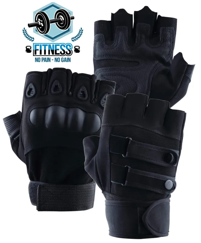 Men's Weight Lifting Gloves Gym Boxing Extra Grip Fingerless Double Strap sold by Tru Clothing