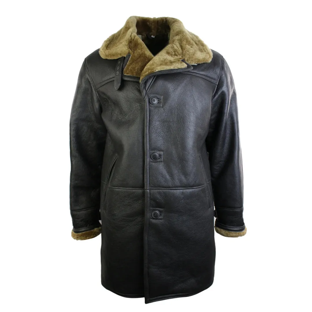 Men's 3/4 Brown Duffle Crombi Sheepskin Jacket Classic Brown Ginger sold by Tru Clothing