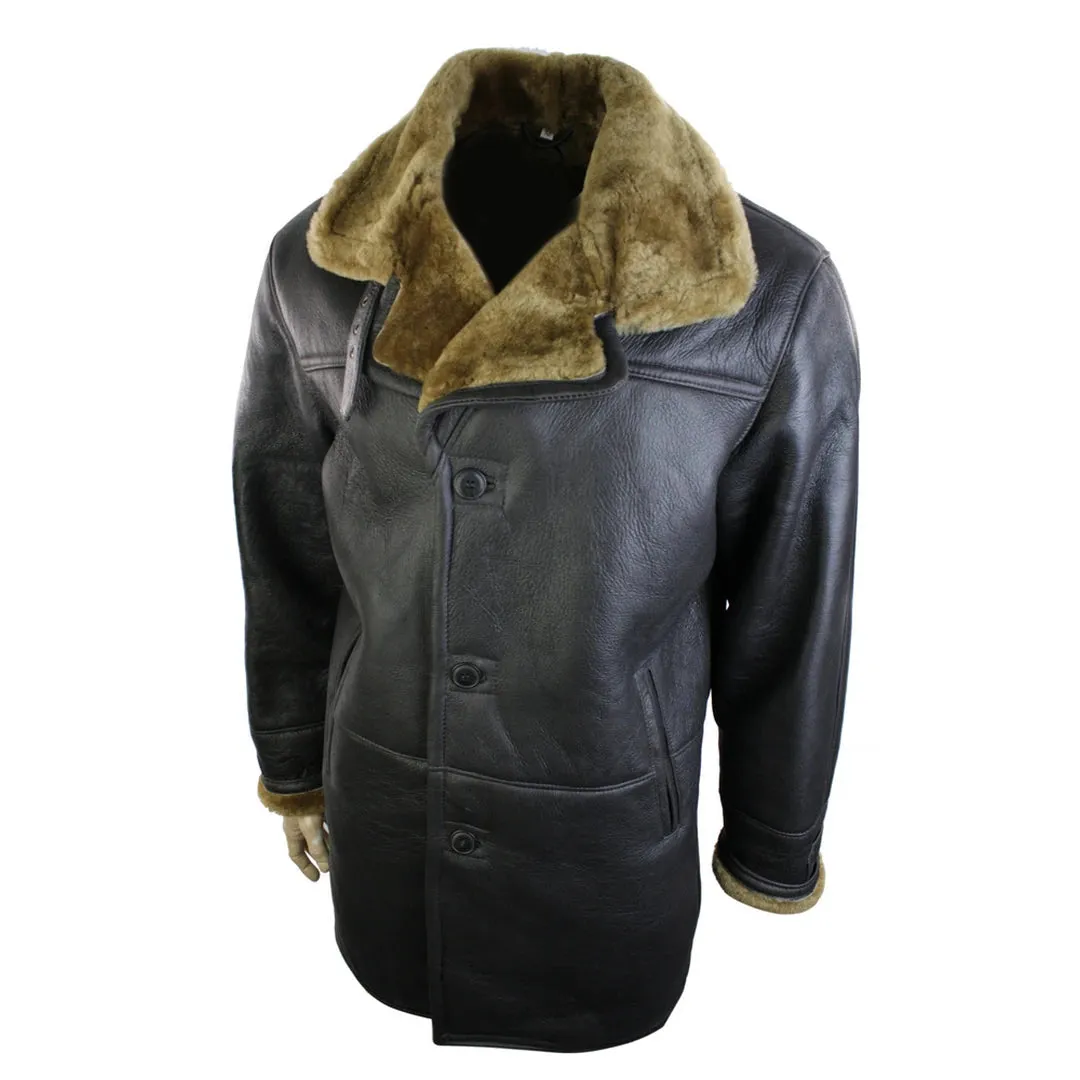 Men's 3/4 Brown Duffle Crombi Sheepskin Jacket Classic Brown Ginger sold by Tru Clothing product image thumbnail 2