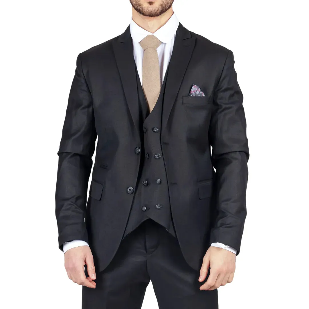 IM1-DB - Men's Black 3 Piece Suit sold by Tru Clothing