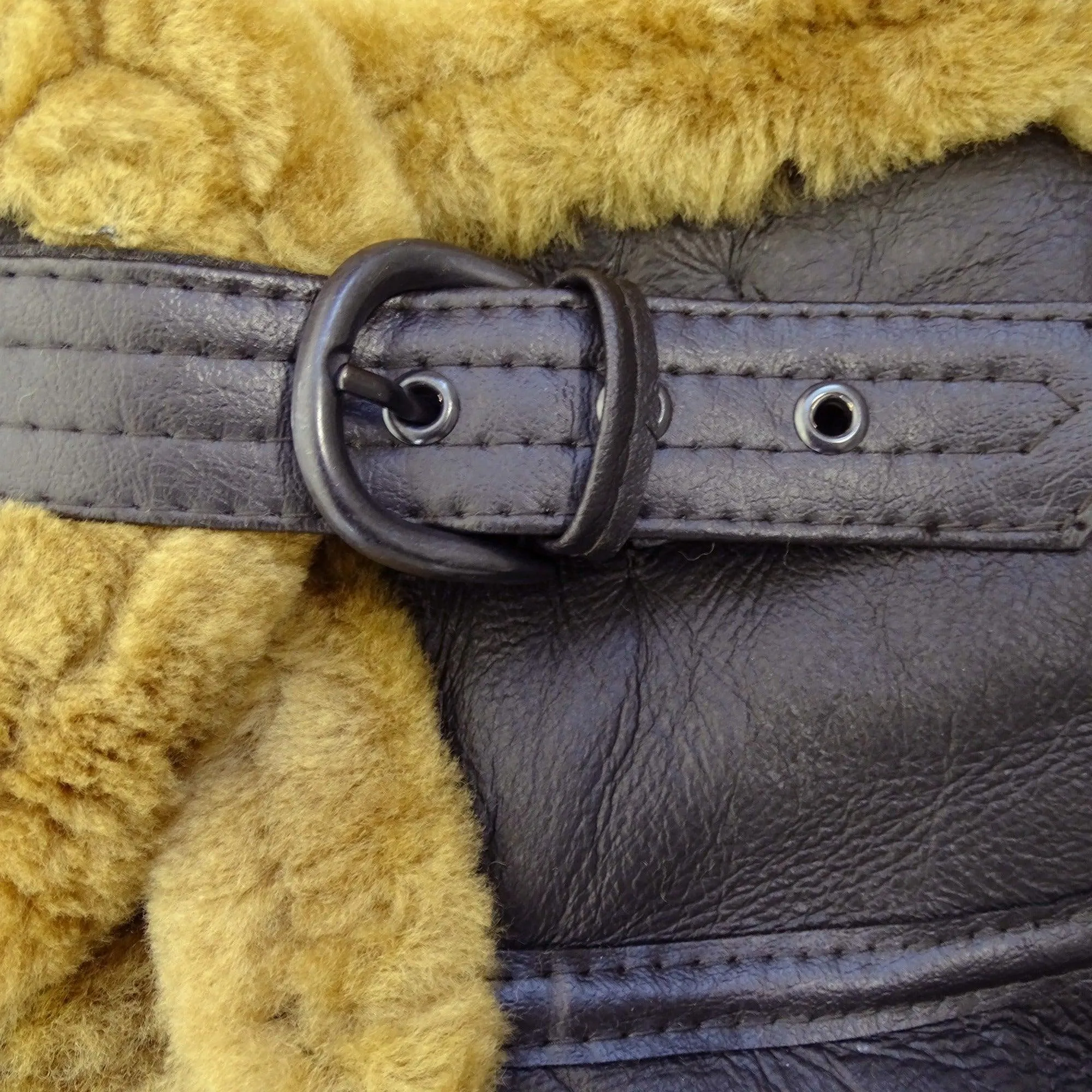 Men's Brown Sheepskin Zip Flying Jacket Pilot Flight Ginger Cream sold by Tru Clothing product image thumbnail 4