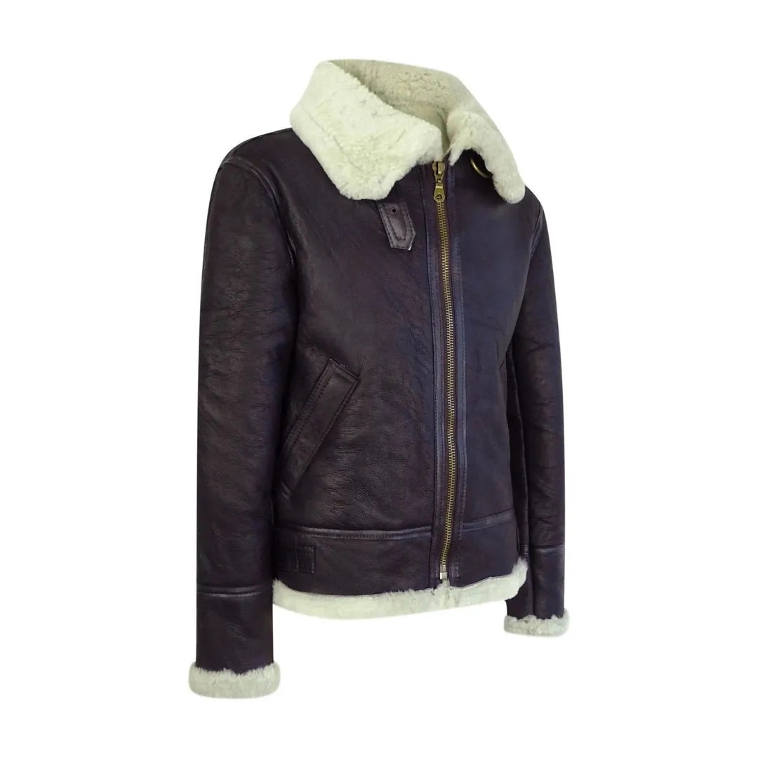 Men's Brown Sheepskin Zip Flying Jacket Pilot Flight Ginger Cream sold by Tru Clothing product image thumbnail 2