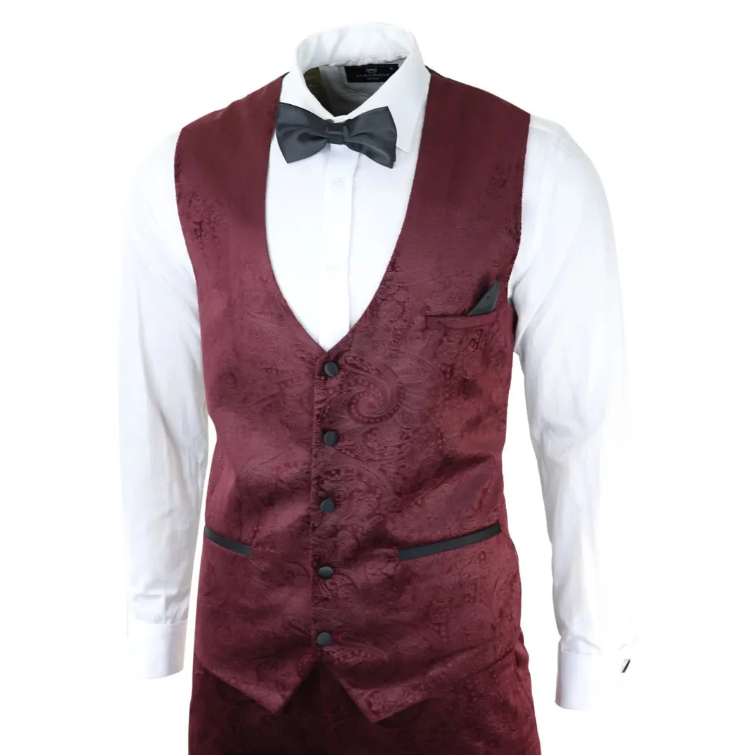 Simon - Men's Marc Darcy Velvet Paisley Burgundy Fit 3 Piece Suit Tuxedo Wedding sold by Tru Clothing product image thumbnail 4