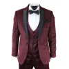 Simon - Men's Marc Darcy Velvet Paisley Burgundy Fit 3 Piece Suit Tuxedo Wedding sold by Tru Clothing