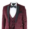 Simon - Men's Marc Darcy Velvet Paisley Burgundy Fit 3 Piece Suit Tuxedo Wedding sold by Tru Clothing