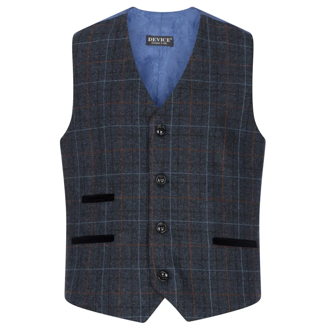 Harvey - Boys Navy Blue 3 Piece Tweed Suit Herringbone Wine sold by Tru Clothing product image thumbnail 5