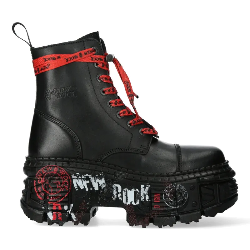 New Rock Boots WALL126CCT-C1 Unisex Metallic Black Leather Platform Gothic Boots sold by Tru Clothing