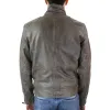 Men's Grey Leather Jacket Biker Box Style Zipped Casual Retro sold by Tru Clothing