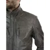 Men's Grey Leather Jacket Biker Box Style Zipped Casual Retro sold by Tru Clothing