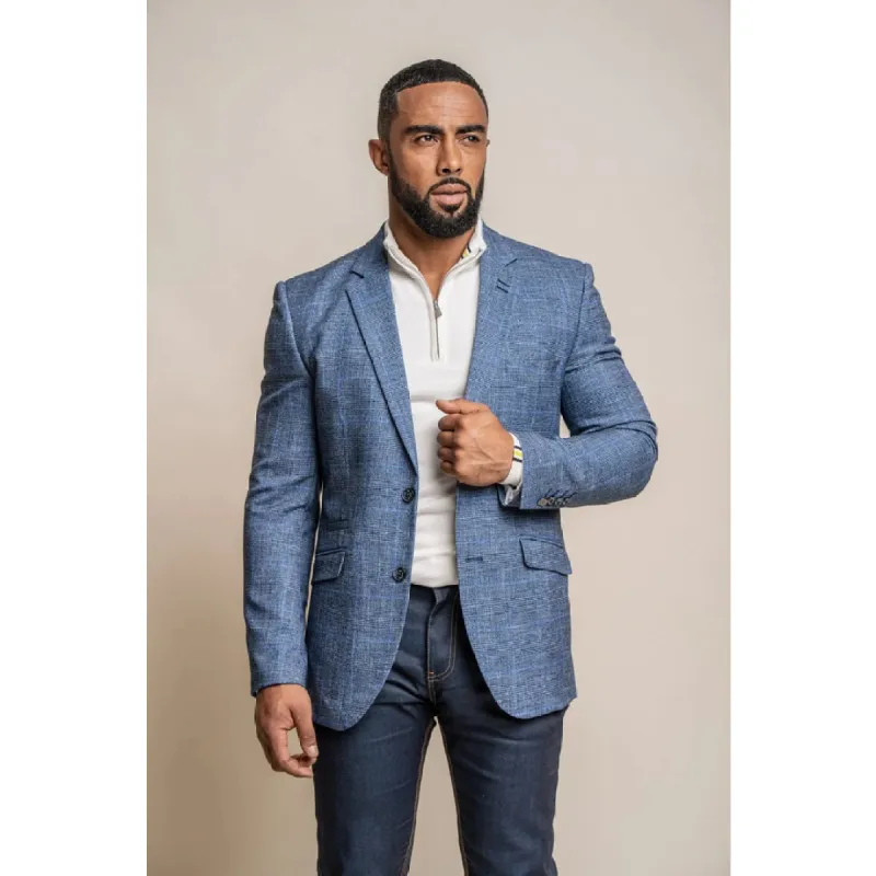 Phantom - Men's Blue Check Blazer sold by Tru Clothing