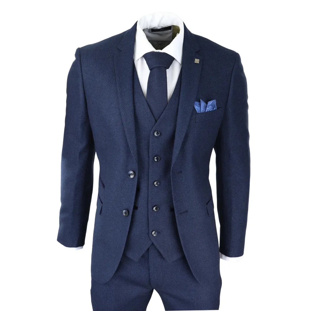 Arthur- Men's Boys Navy Blue 3 Piece Suit Birdseye Suit Wedding Prom sold by Tru Clothing