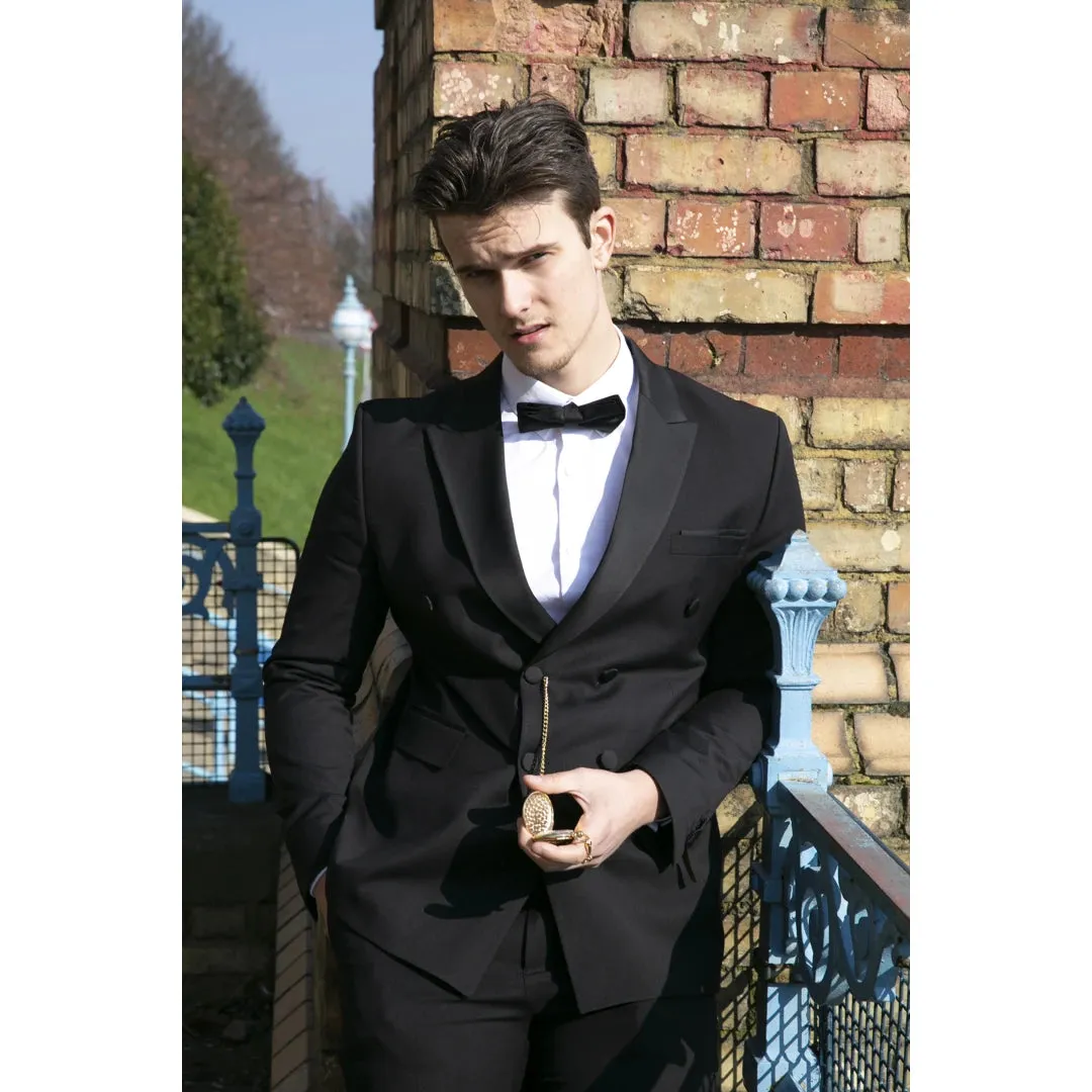 AK-22 - Men's Double Breasted Black Tuxedo Dinner Wedding Suit sold by Tru Clothing product image thumbnail 2
