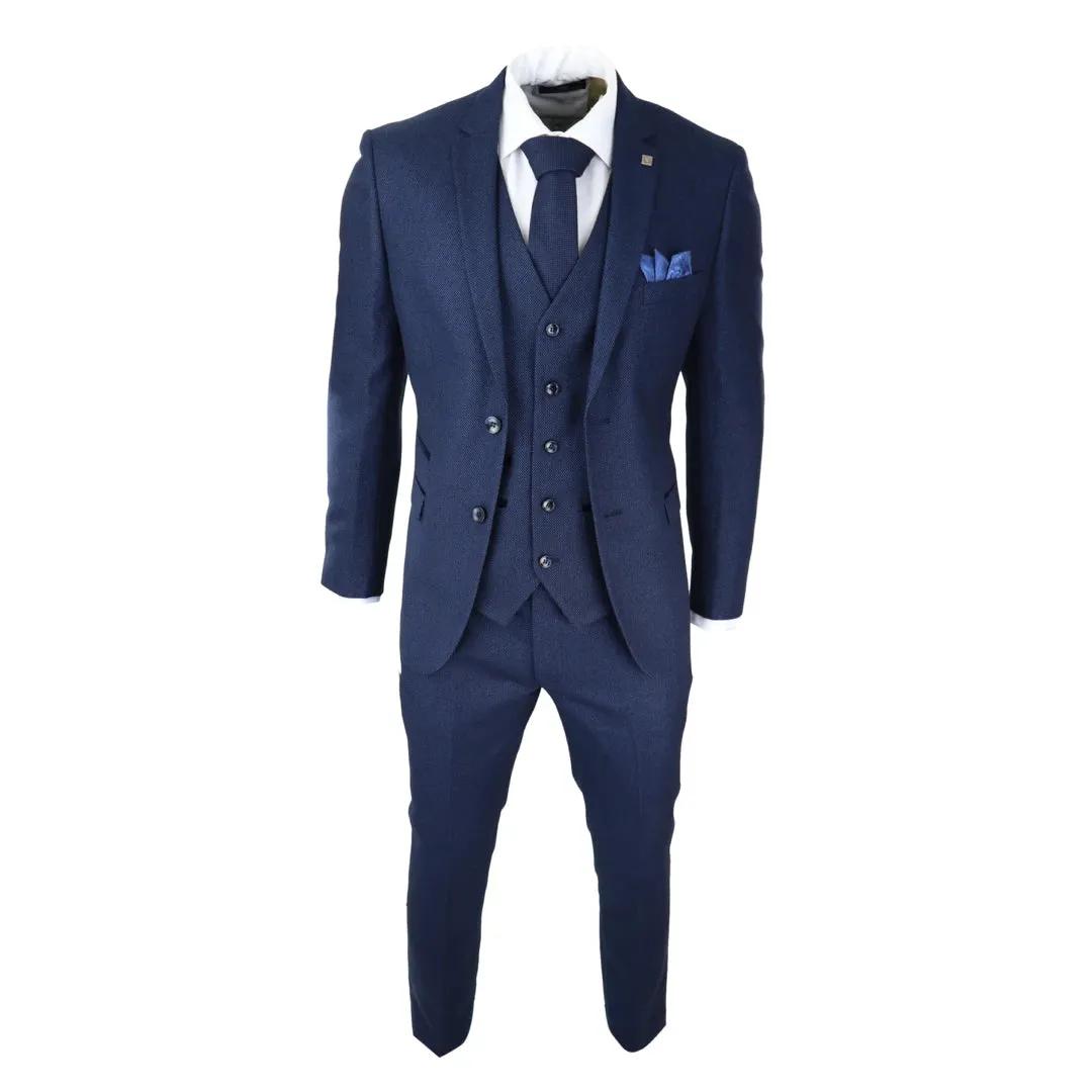 Arthur- Men's Boys Navy Blue 3 Piece Suit Birdseye Suit Wedding Prom sold by Tru Clothing product image thumbnail 5