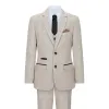 Holland - Boys Check Tweed Beige Brown 3 Piece Suit Wedding Classic sold by Tru Clothing