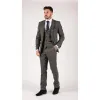 Scott - Men's Grey Check 3 Piece Suit Herringbone Tweed Blue Velvet sold by Tru Clothing