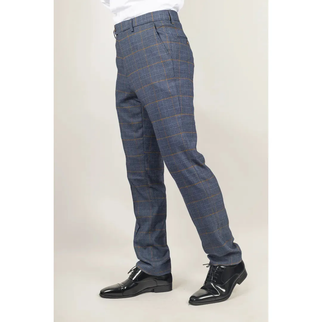 Gisborne - Men's Navy Checked Trousers sold by Tru Clothing product image thumbnail 2