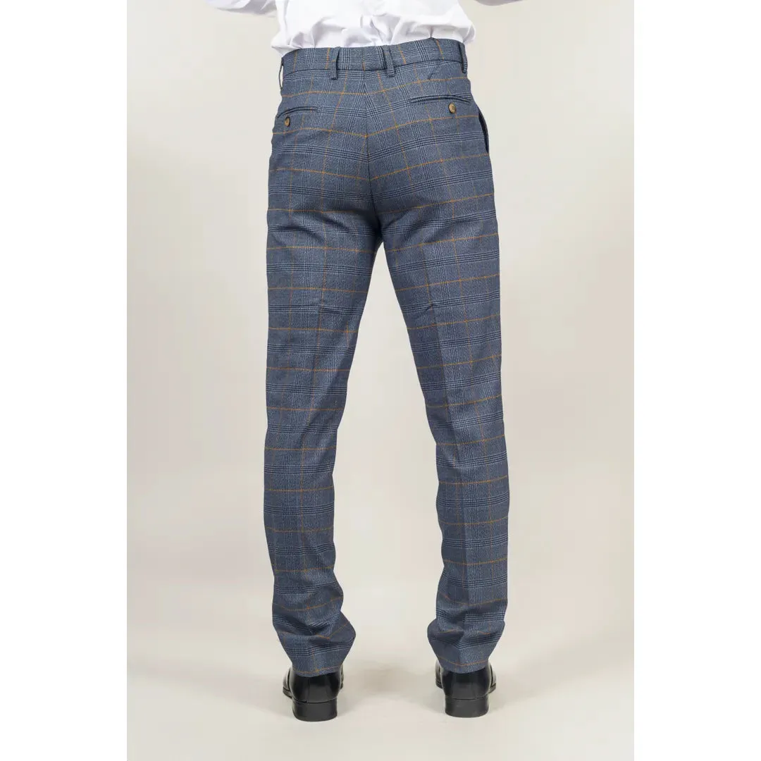 Gisborne - Men's Navy Checked Trousers sold by Tru Clothing product image thumbnail 3