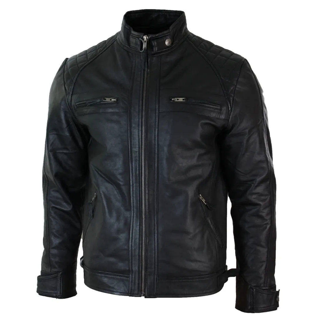Men's Zipped Short Biker Leather Jacket sold by Tru Clothing product image thumbnail 3
