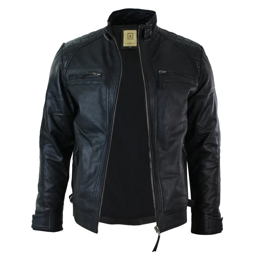 Men's Zipped Short Biker Leather Jacket sold by Tru Clothing product image thumbnail 4