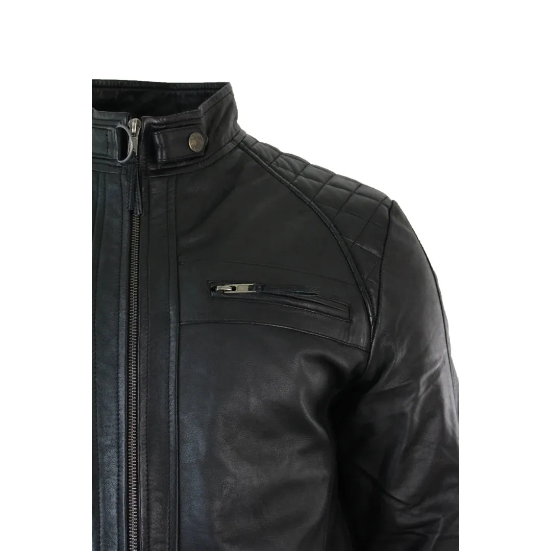 Men's Zipped Short Biker Leather Jacket sold by Tru Clothing product image thumbnail 5