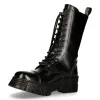 New Rock M-WALL127N-C1 Boots Black Leather Wall Rock Biker Mid-Calf Tower Boots sold by Tru Clothing