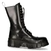 New Rock M-WALL127N-C1 Boots Black Leather Wall Rock Biker Mid-Calf Tower Boots sold by Tru Clothing