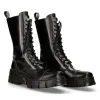New Rock M-WALL127N-C1 Boots Black Leather Wall Rock Biker Mid-Calf Tower Boots sold by Tru Clothing