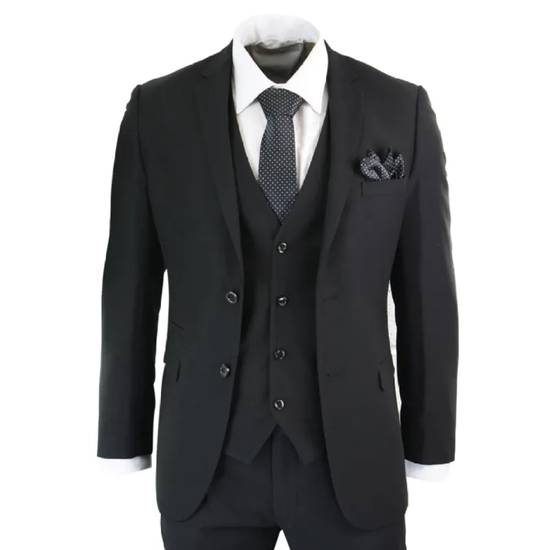 Parker - Men's 3 Piece Black Complete Classic Suit sold by Tru Clothing