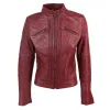 Women's Biker Jacket Leather Zipped Fit Nehru Collar sold by Tru Clothing