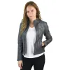 Women's Biker Jacket Leather Zipped Fit Nehru Collar sold by Tru Clothing