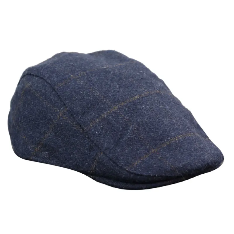 Men's Herringbone Tweed Wool Check Grandad Flat Caps Hats Green Grey Blue Brown sold by Tru Clothing