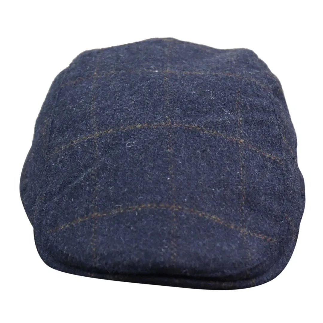 Men's Herringbone Tweed Wool Check Grandad Flat Caps Hats Green Grey Blue Brown sold by Tru Clothing product image thumbnail 2
