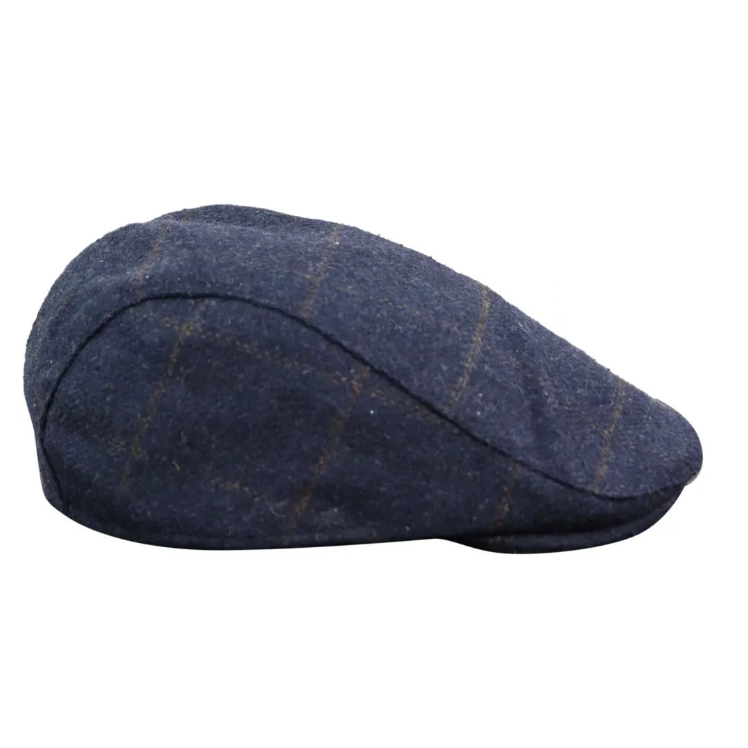 Men's Herringbone Tweed Wool Check Grandad Flat Caps Hats Green Grey Blue Brown sold by Tru Clothing product image thumbnail 3