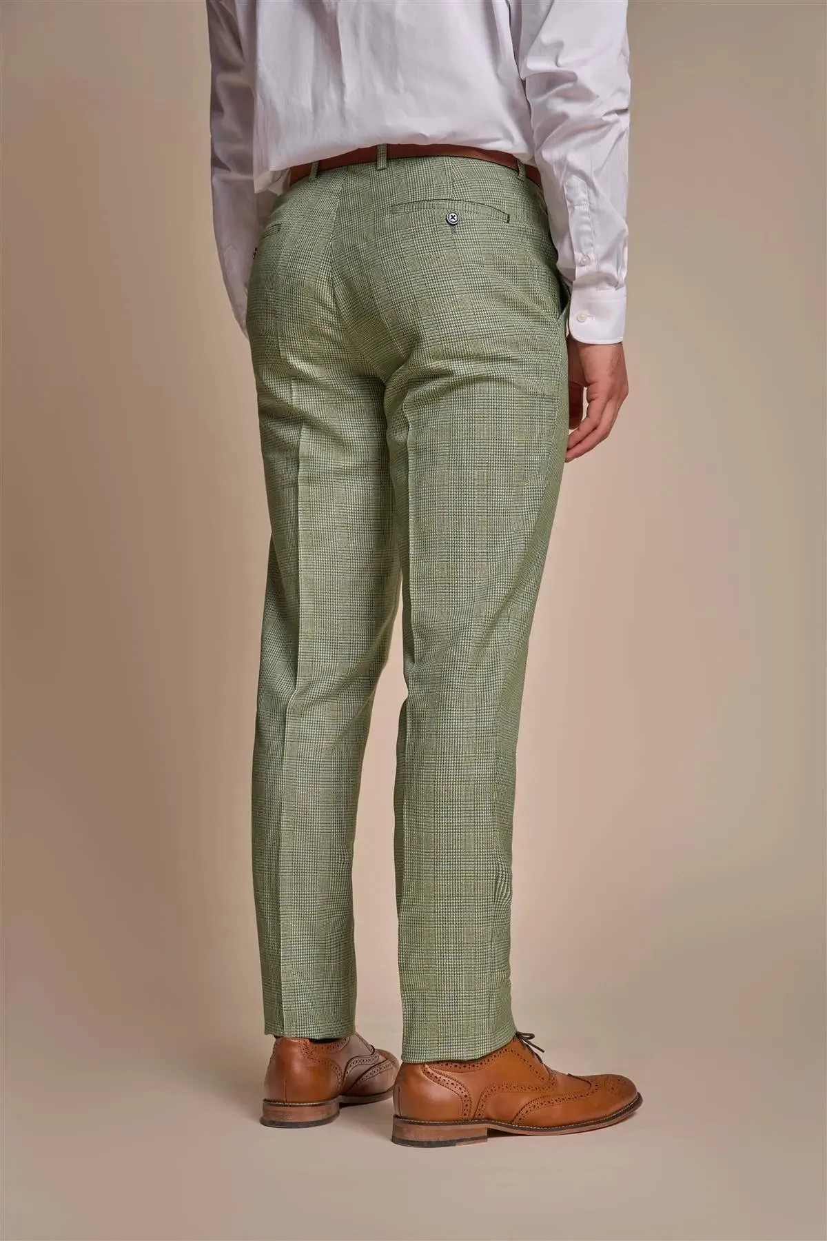 Caridi - Men's Sage Green Checked Trousers sold by Tru Clothing product image thumbnail 2
