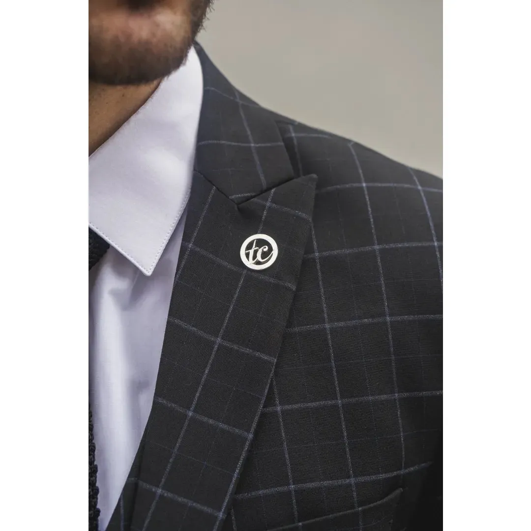 IM3 - Men's Black Checked Tailored Fit Suit sold by Tru Clothing product image thumbnail 5