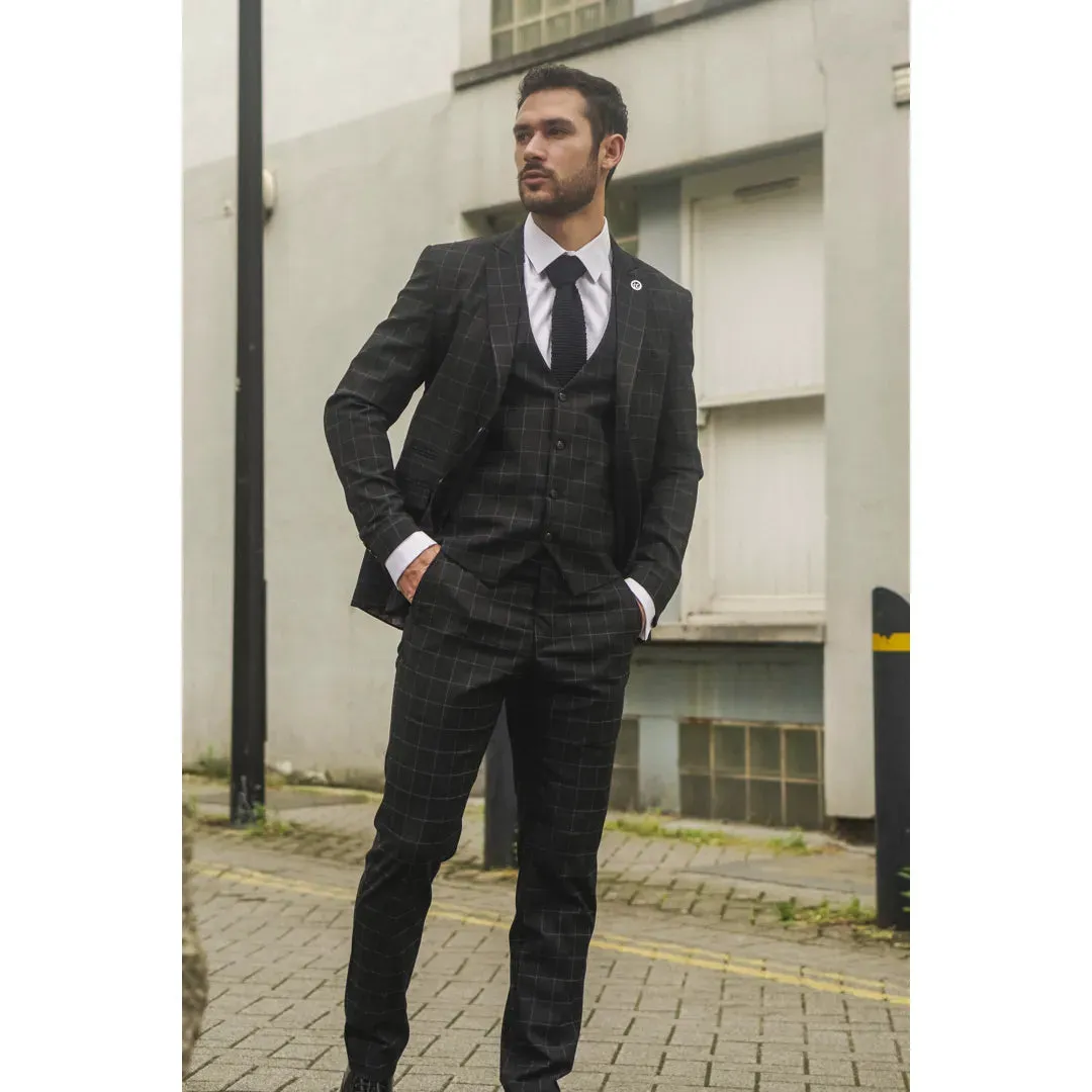 IM3 - Men's Black Checked Tailored Fit Suit sold by Tru Clothing product image thumbnail 2