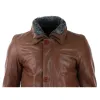 Men's 3/4 Long Leather Safari Jacket Classic Car Coat Zip Button Cover sold by Tru Clothing