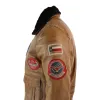 Men's Leather Air Force Pilot Bomber Jacket Tan Brown Badge sold by Tru Clothing