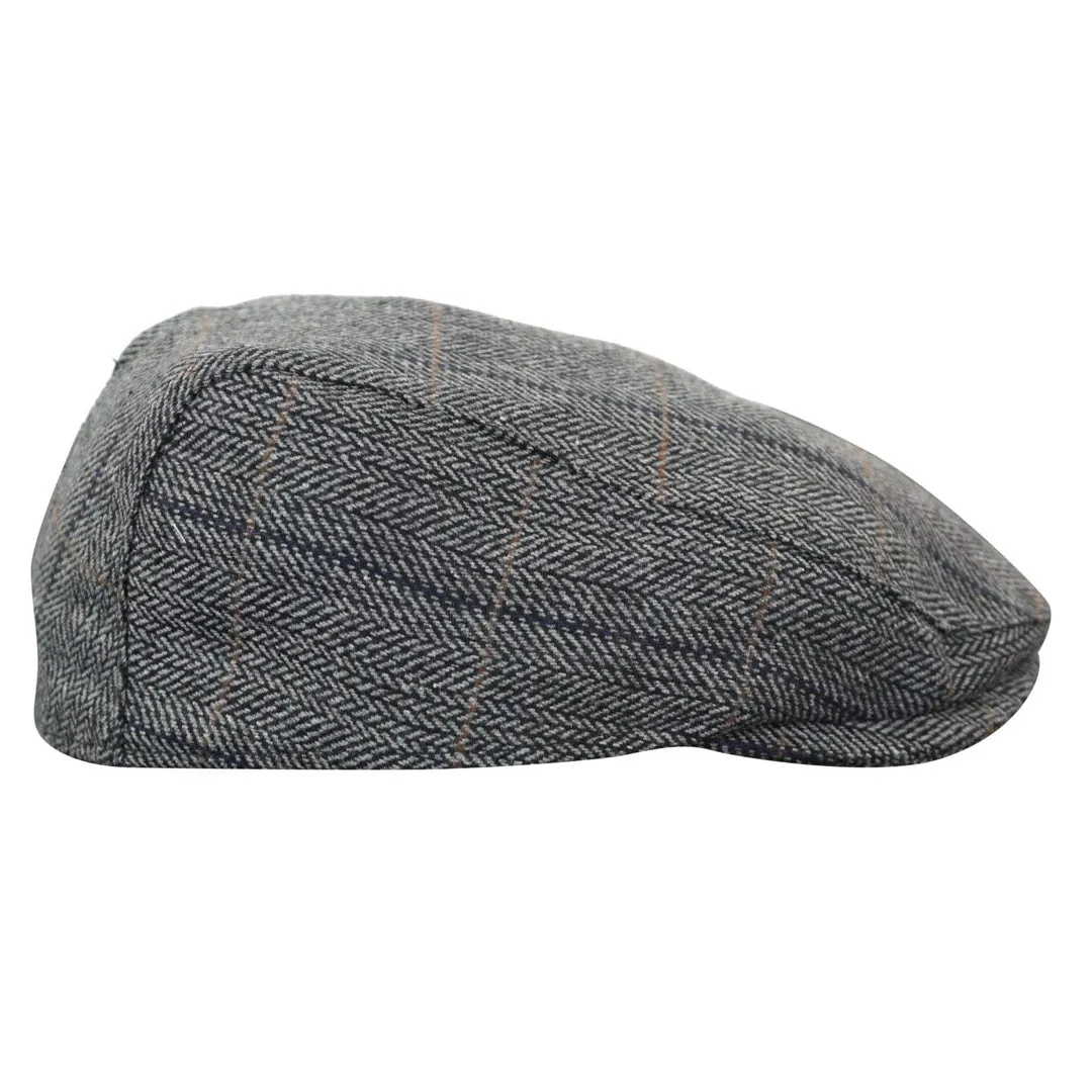 Albert - Men's Herringbone Tweed Wool Check Grandad Flat Hat sold by Tru Clothing product image thumbnail 2