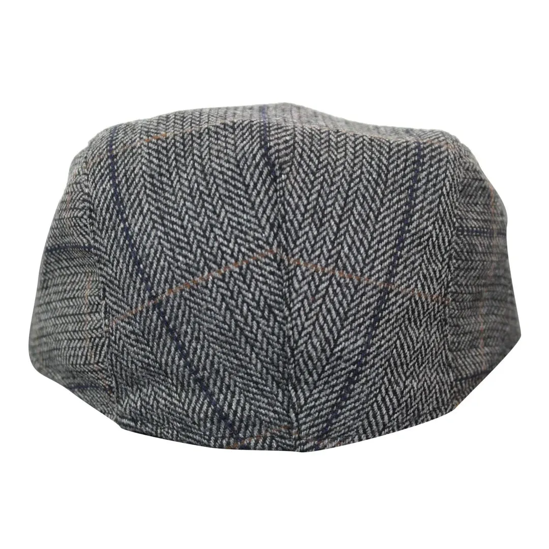 Albert - Men's Herringbone Tweed Wool Check Grandad Flat Hat sold by Tru Clothing product image thumbnail 3