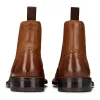 Mens Slip On Real Leather Brogue Boots Brown Tan Classic Smart Formal London sold by Tru Clothing
