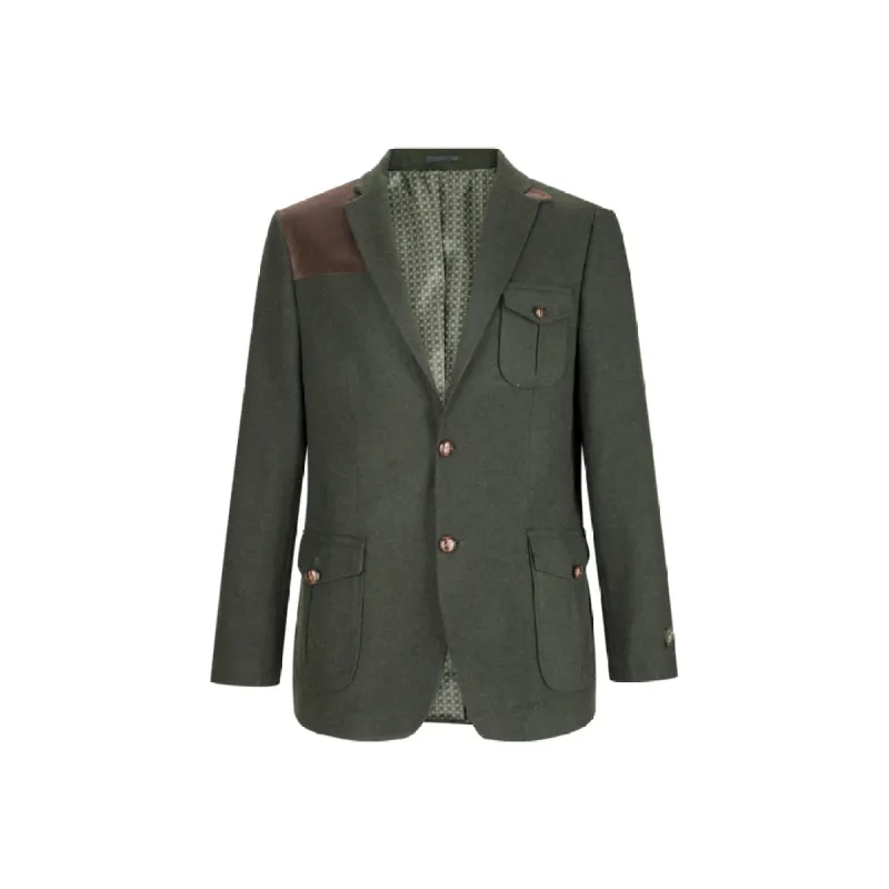 Men's Wool Tweed Jacket Hunting Blazer Elbow Patch Olive sold by Tru Clothing