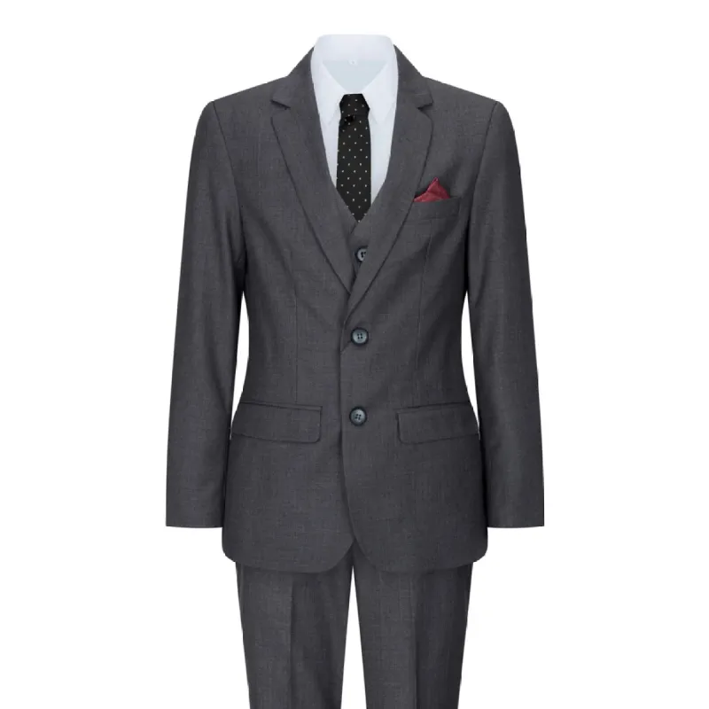 Charles - Men's 3 Piece Charcoal Dark Grey Suit Classic Wedding Party sold by Tru Clothing