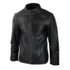 Men's Classic Nehru Leather Jacket Black Brown Zipped Classic sold by Tru Clothing