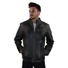 Men's Classic Nehru Leather Jacket Black Brown Zipped Classic sold by Tru Clothing