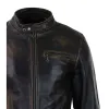 Men's Classic Nehru Leather Jacket Black Brown Zipped Classic sold by Tru Clothing