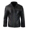 Men's Classic Nehru Leather Jacket Black Brown Zipped Classic sold by Tru Clothing