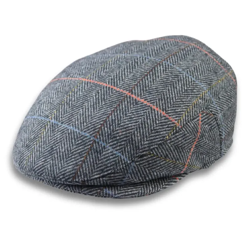 Men's Wool Blend Tweed Herringbone Check Flat Cap sold by Tru Clothing